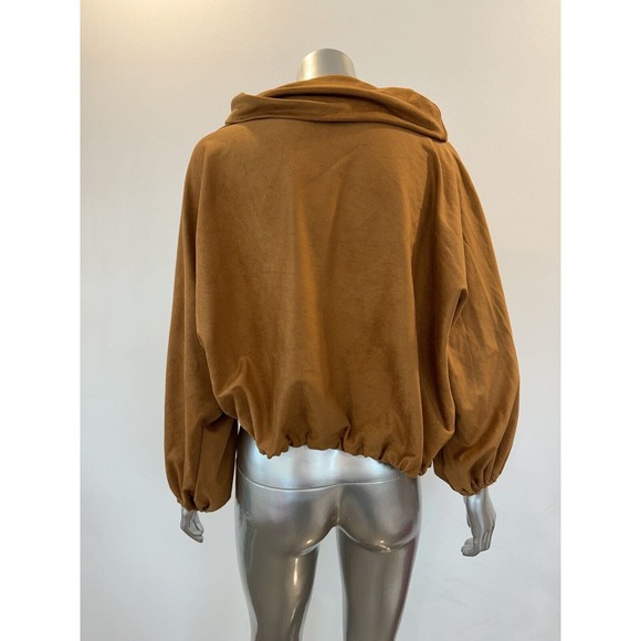 Bryn Walker Top blouse GOLDEN Giovanna Stretch Faux Suede Cowl Neck - Picture 3 of 10